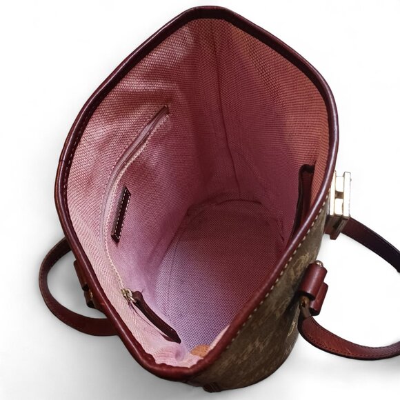 Dooney & Bourke Monogram Jacquard Preppy Style Push Lock Bucket Bag Shoulder Bag - Picture 7 of 13